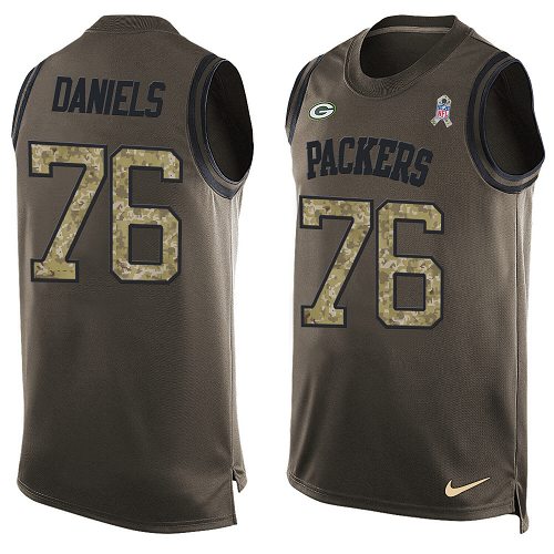 Men's Limited Mike Daniels Nike Jersey Green - #76 Salute to Service Tank Top NFL Green Bay Packers